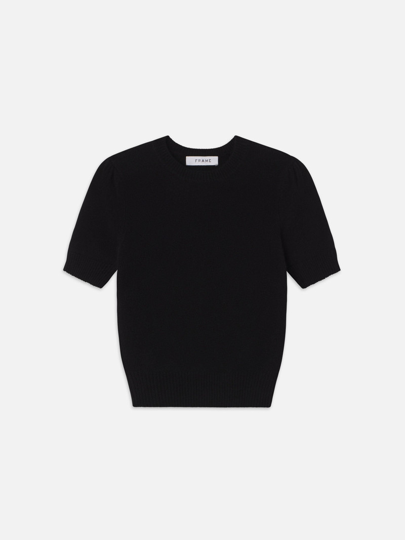 Cashmere Gathered Sweater in Noir 1