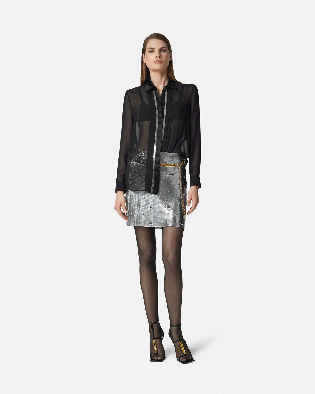 Cielo Stellato Metal Mesh Mini Skirt - 2