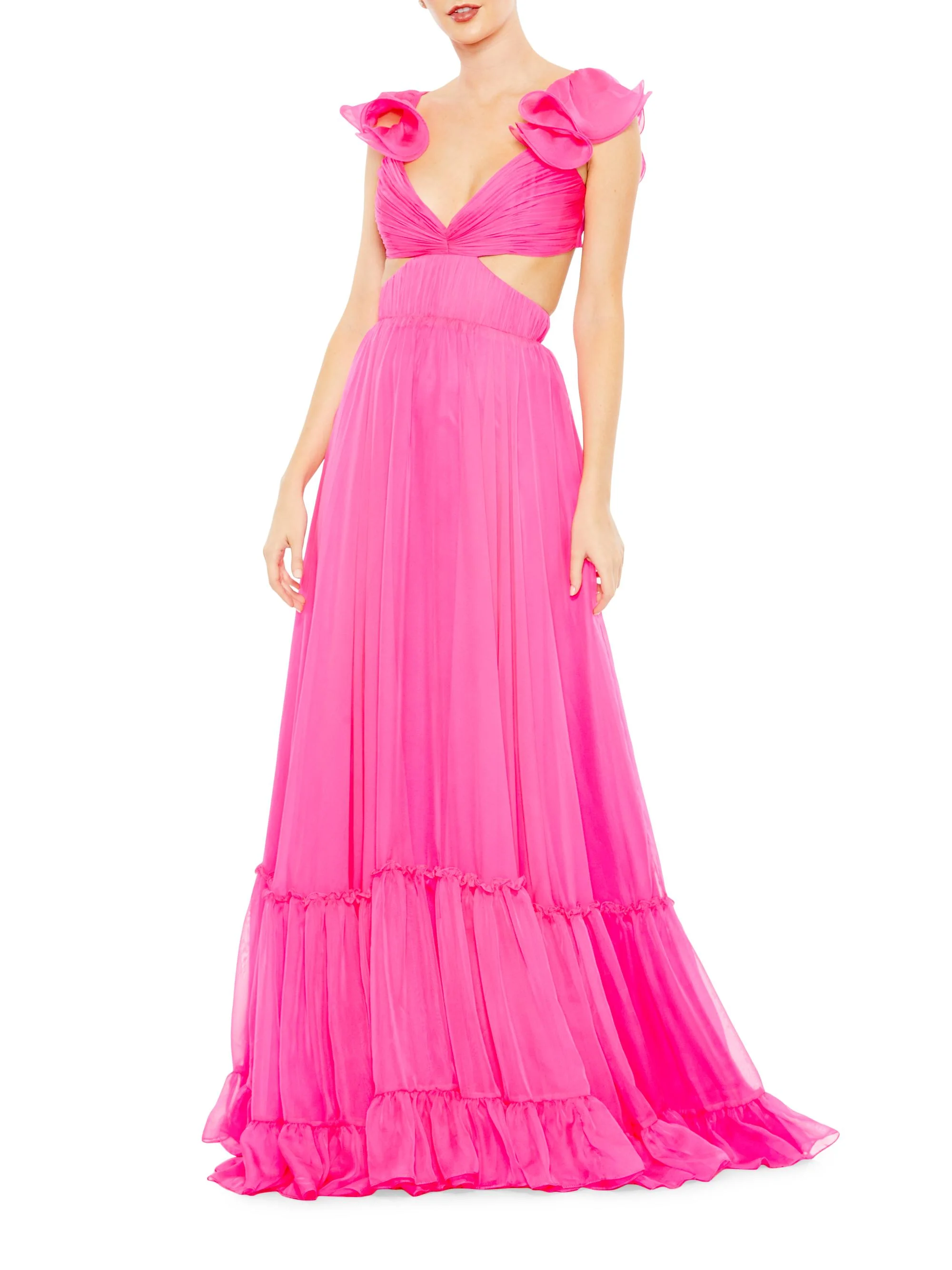 Women's Ieena Chiffon Empire-Waist Gown - Hot Pink - 1