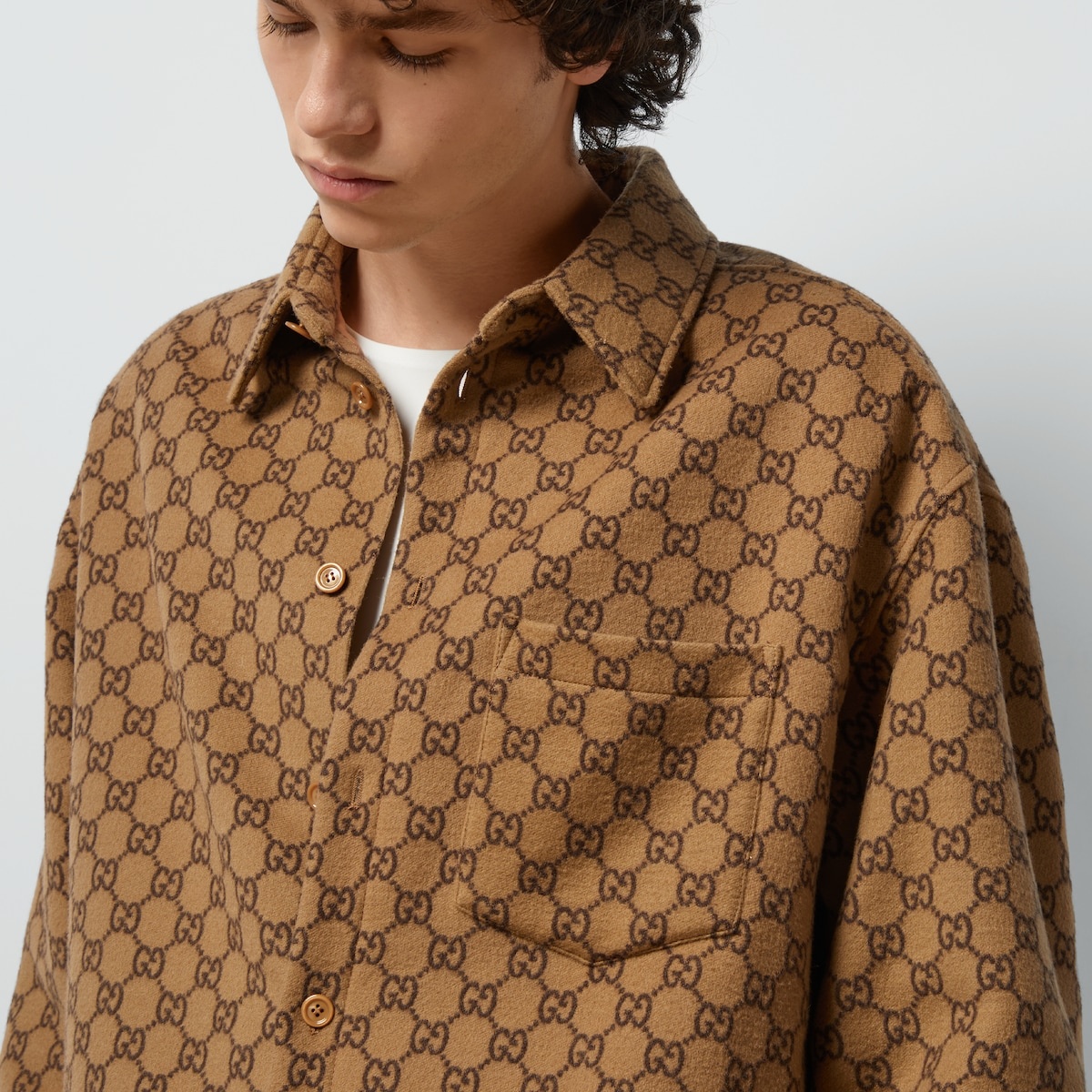 GG wool flannel padded overshirt - 3
