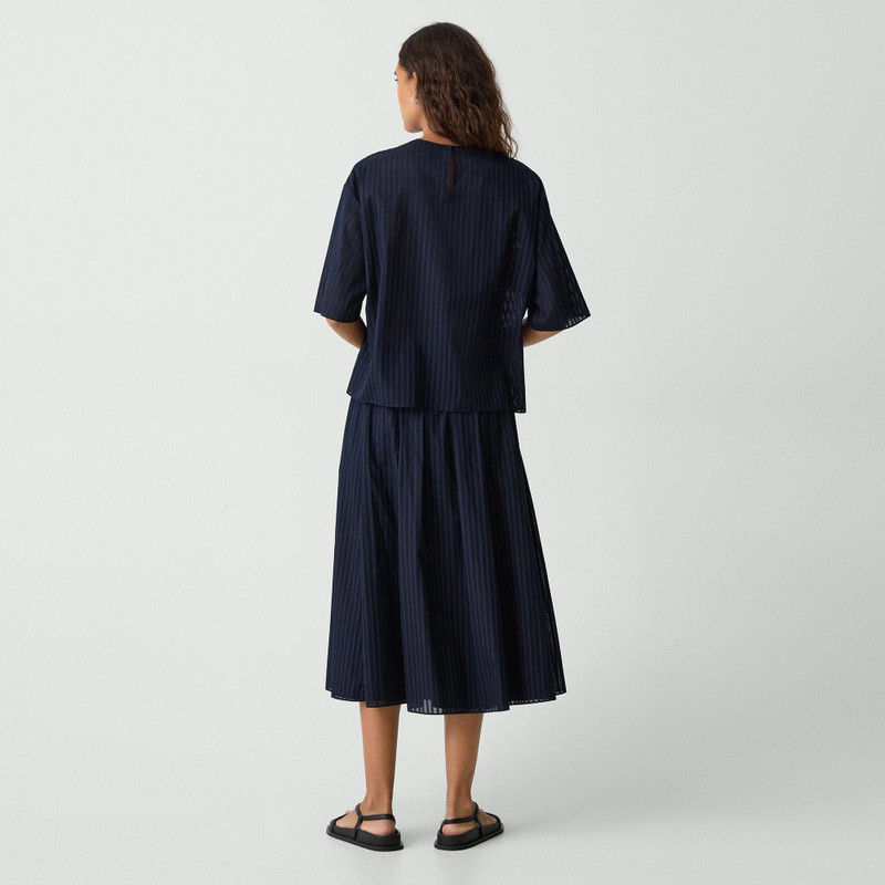 Theory Pleated A-Line Skirt in Linear Cotton outlook