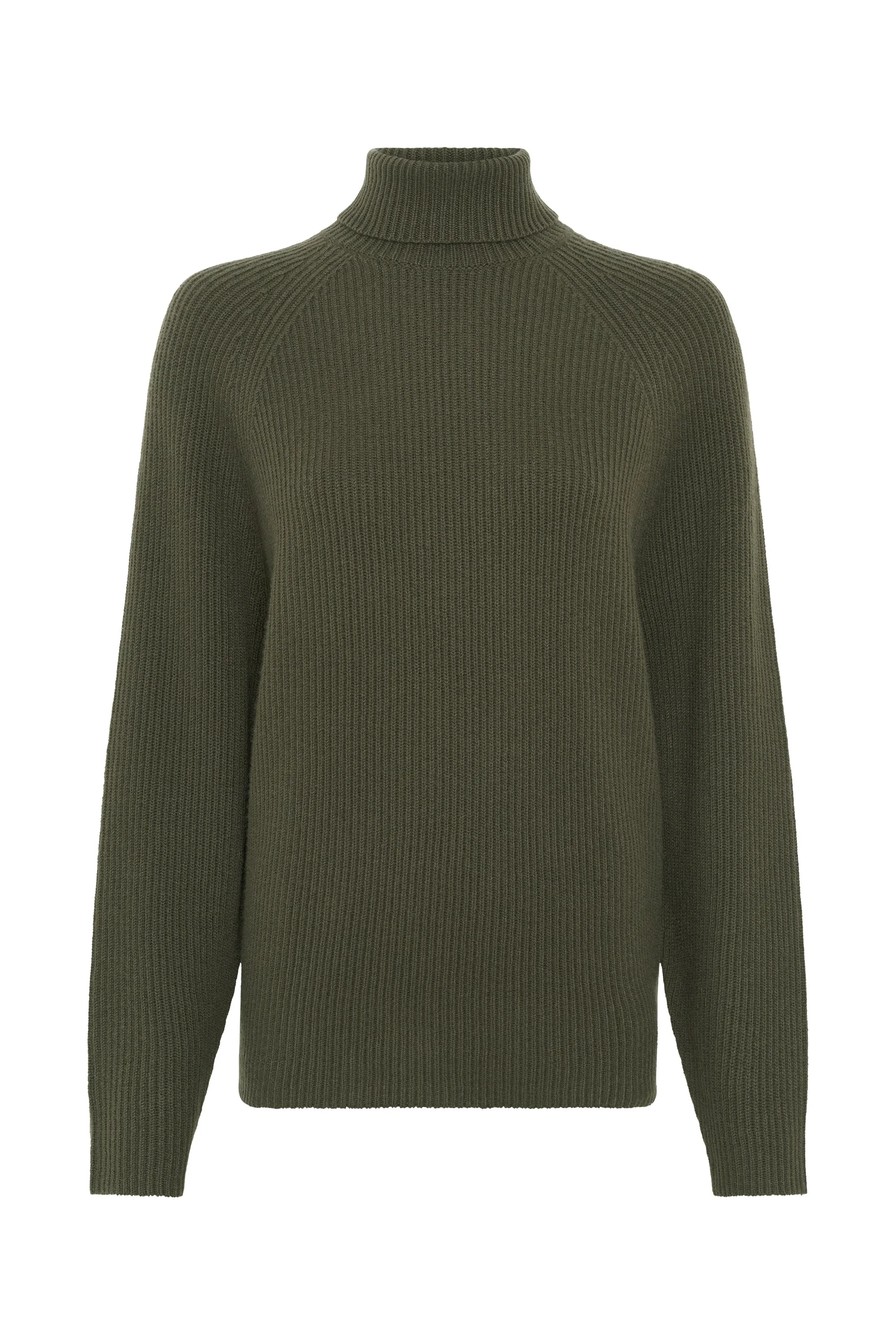 Wigman Knit Turtleneck in Deep Olive Cashmere - 1