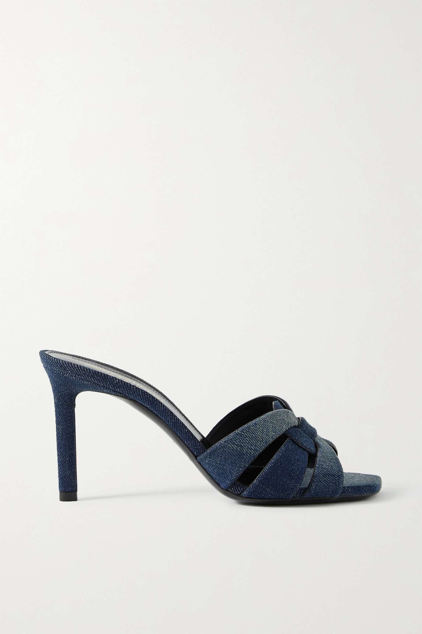 SAINT LAURENT Tribute woven denim mules | netaporter