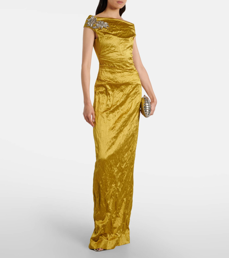 Erdem Embellished off-shoulder satin gown outlook