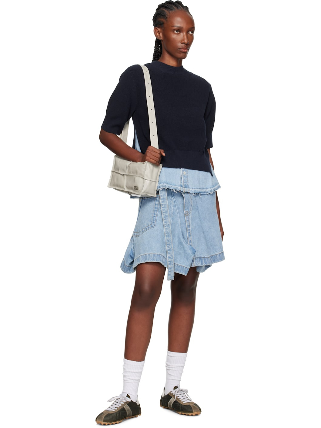 Blue Asymmetrical Denim Miniskirt - 4