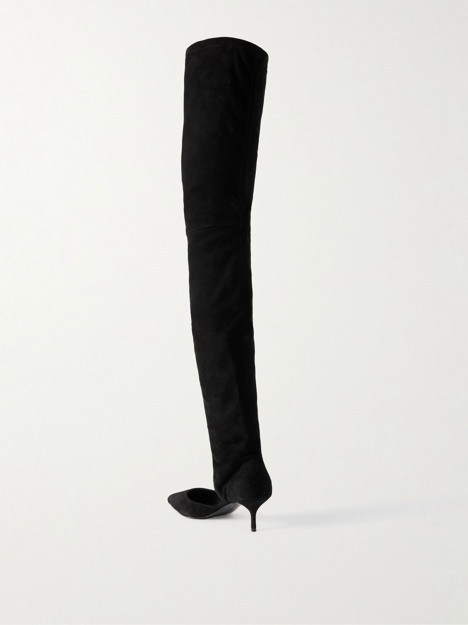 Cutout stretch-suede over-the-knee boots Black - 3