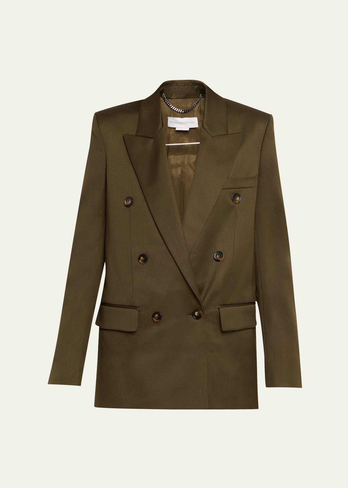 Shiny Wool Double-Breasted Jacket - 1