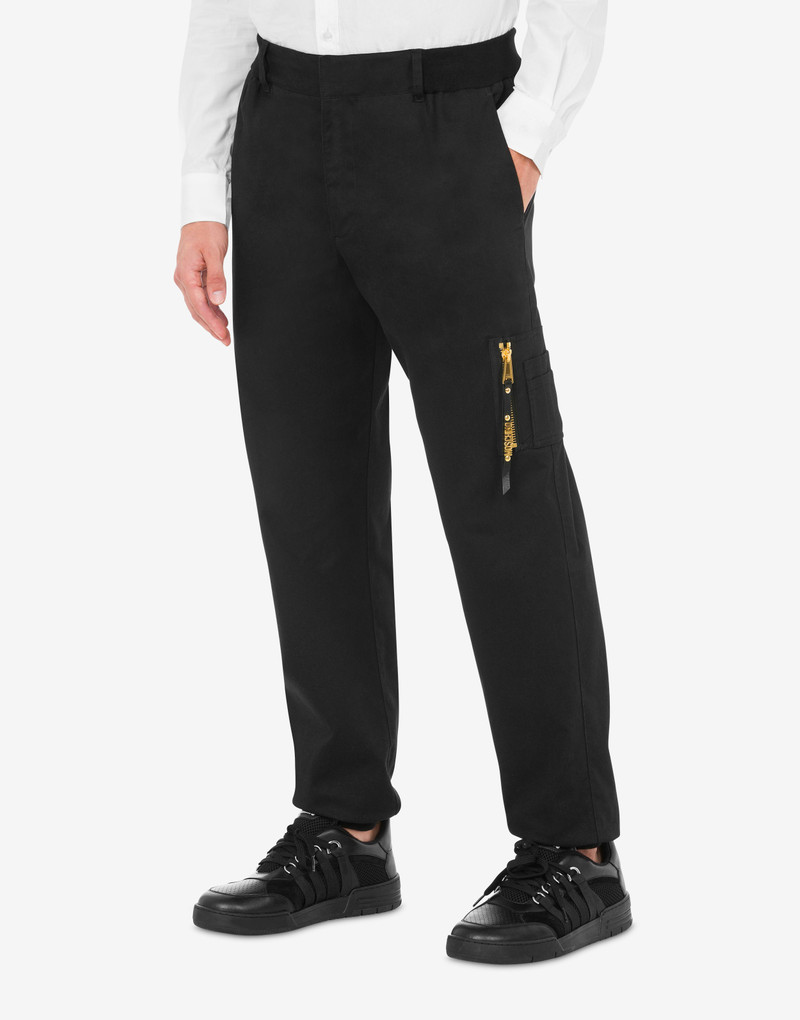 Moschino MINI LETTERING ZIP PULLER STRETCH GABARDINE TROUSERS outlook