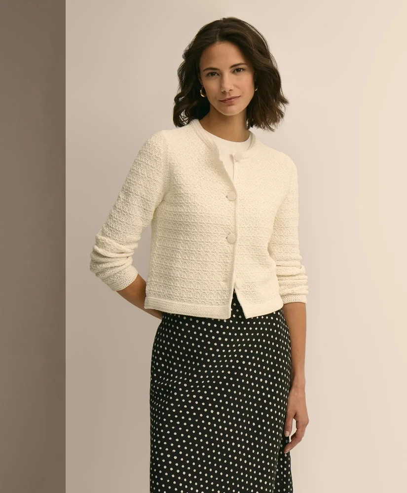 Mercerized Cotton Crochet Sweater Jacket - 1