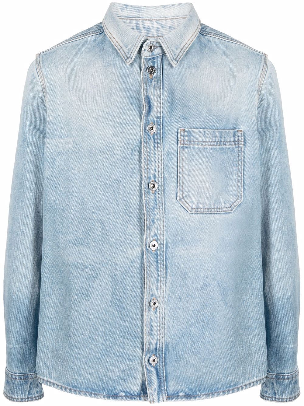 negative mark bleach-effect denim shirt - 1