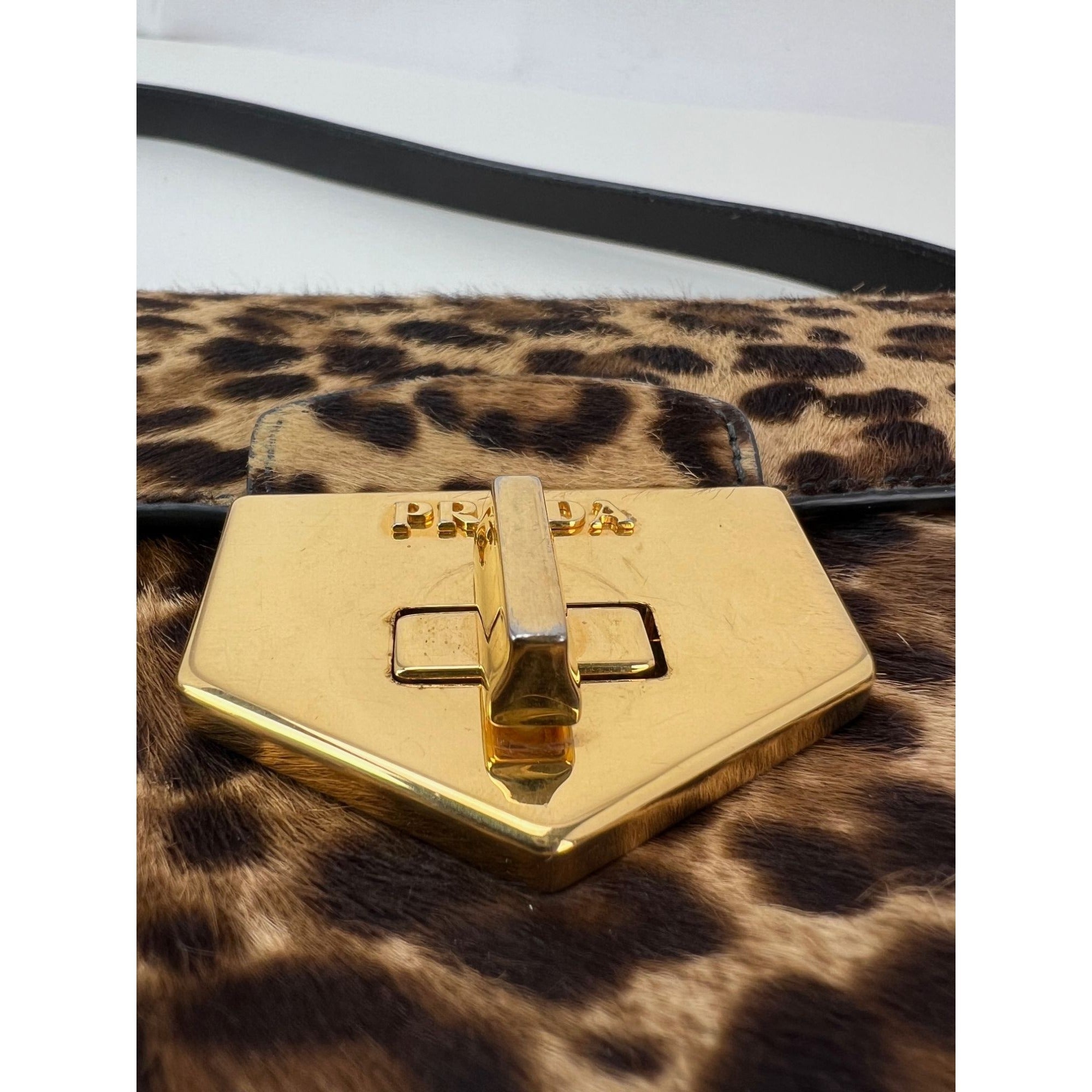 Prada Cavallino Leopard calf Hair Shoulder Bag - 18
