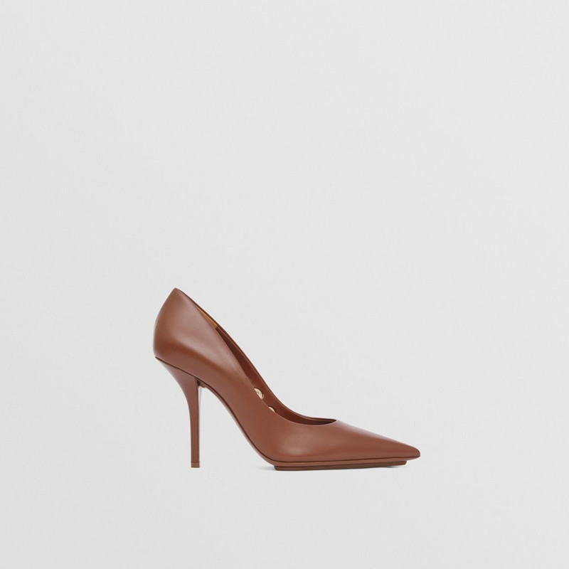 Eyelet Detail Leather Point-toe Pumps 1