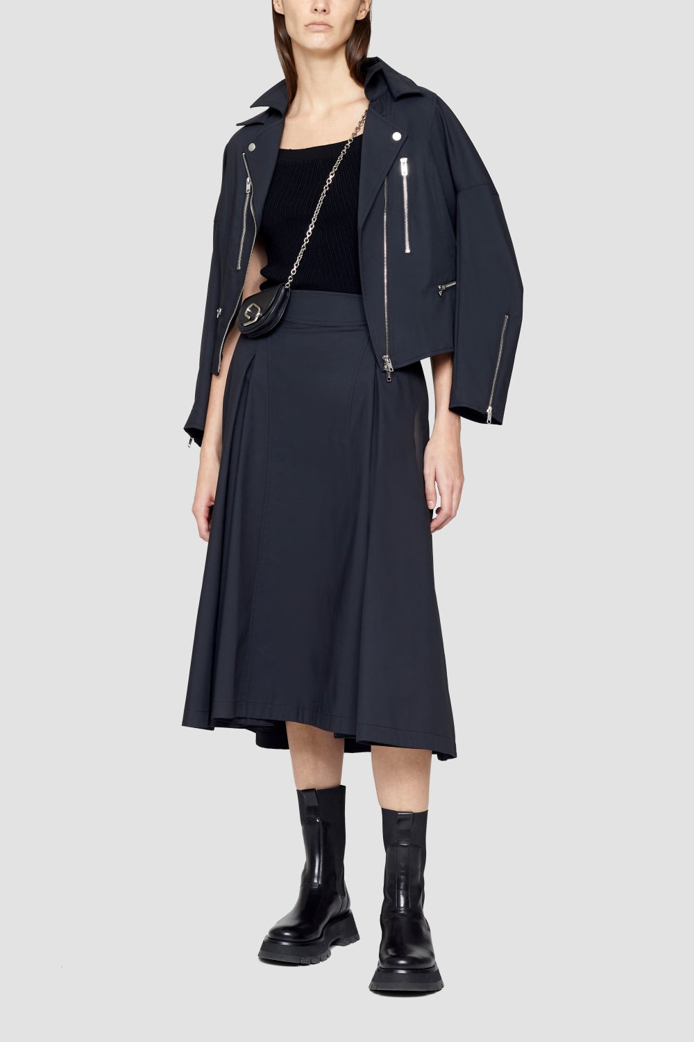 Box-Pleat A-Line Midi Skirt - 1