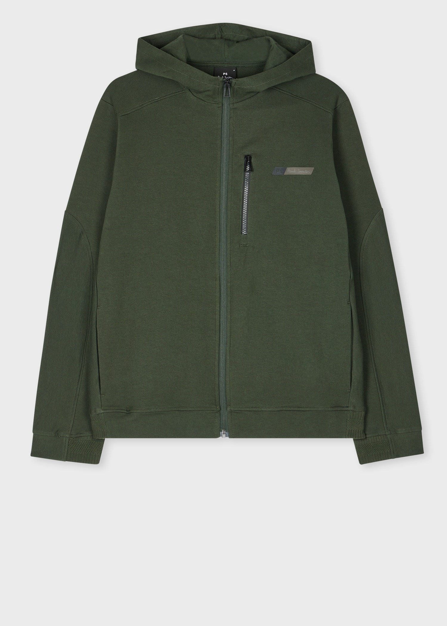 Green Stretch-Cotton Zip Hoodie - 1
