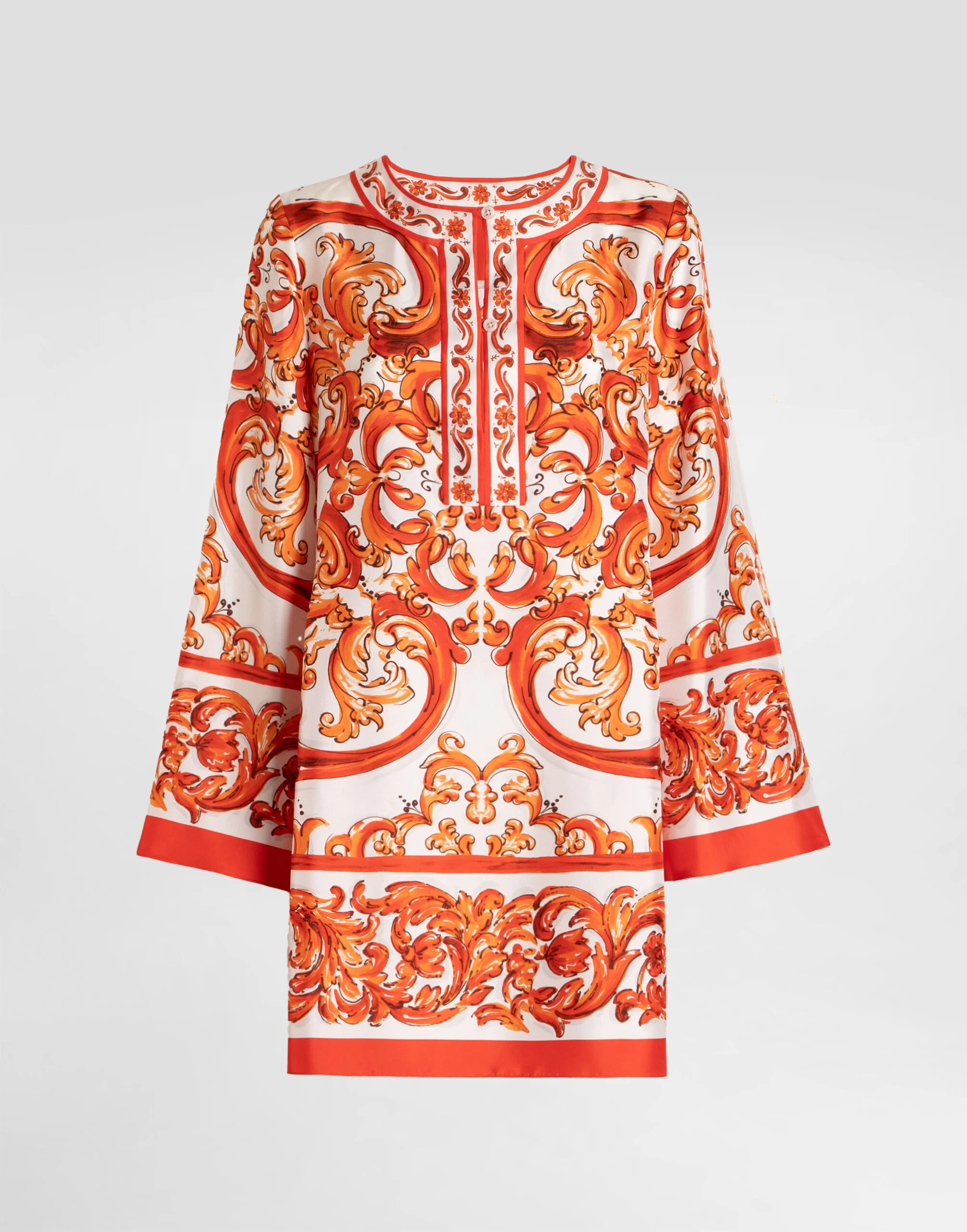 Kaftan dress in majolica-print twill - 1