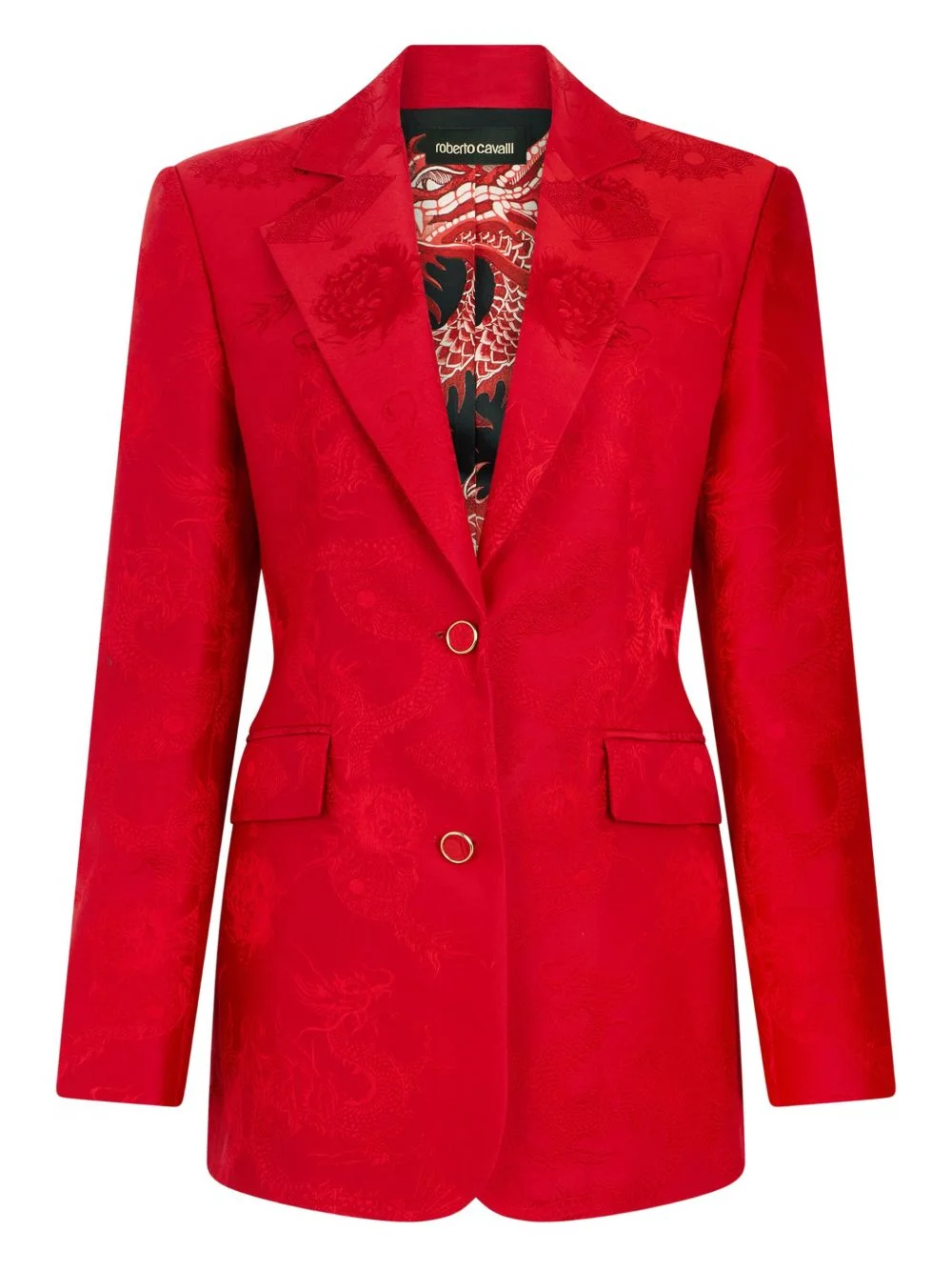 dragon-pattern button-fastening blazer - 1