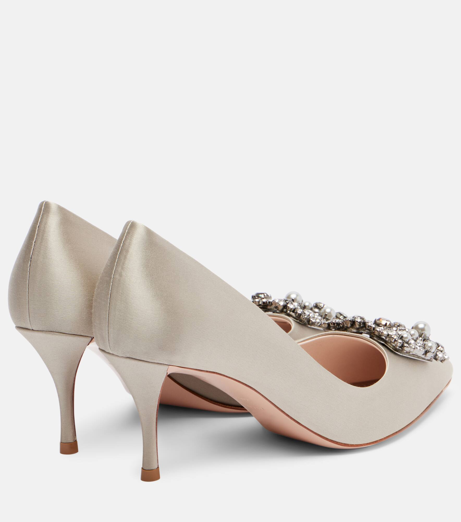 Flower Strass 65 embellished satin pumps - 2