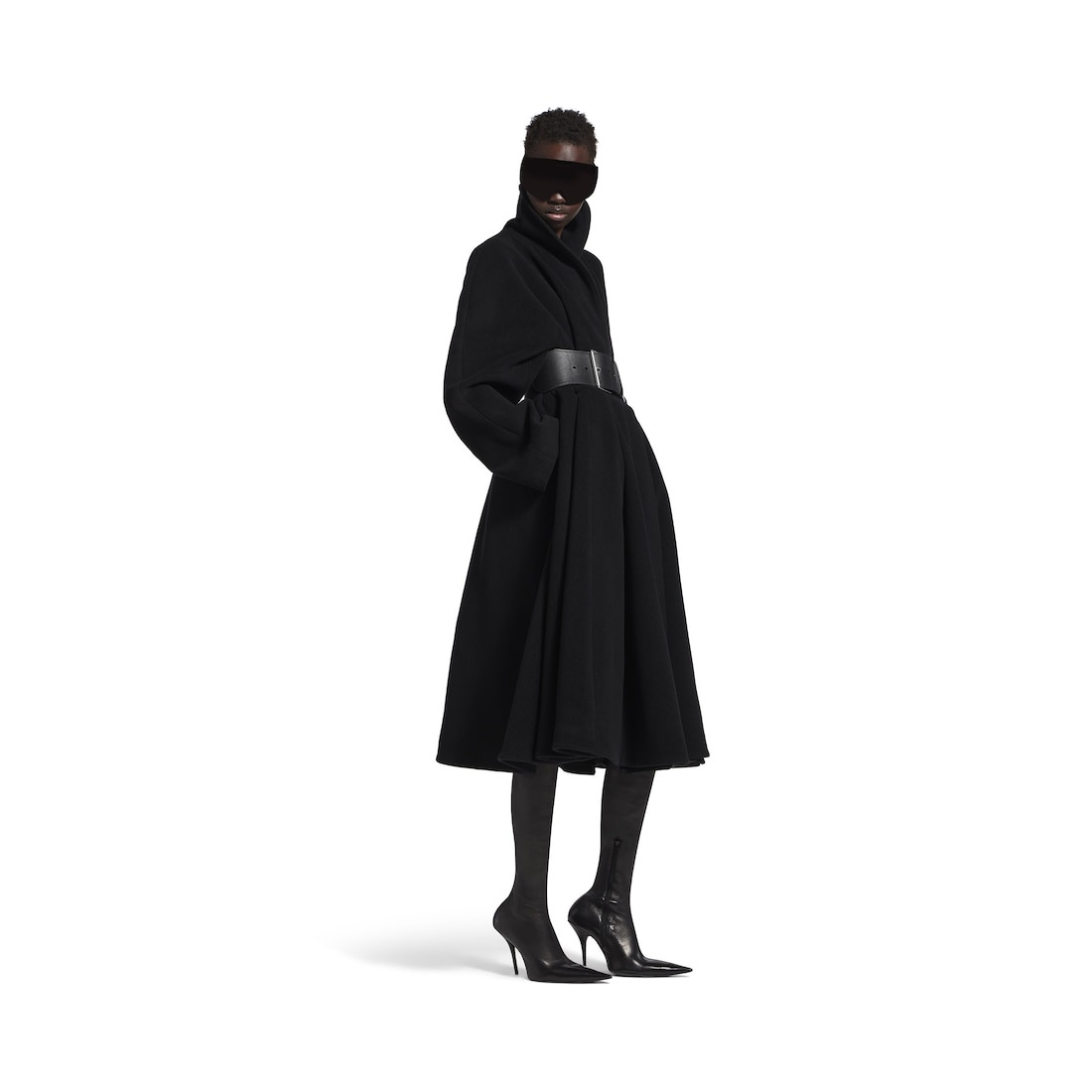 Women's Wrap Coat in Black - 2
