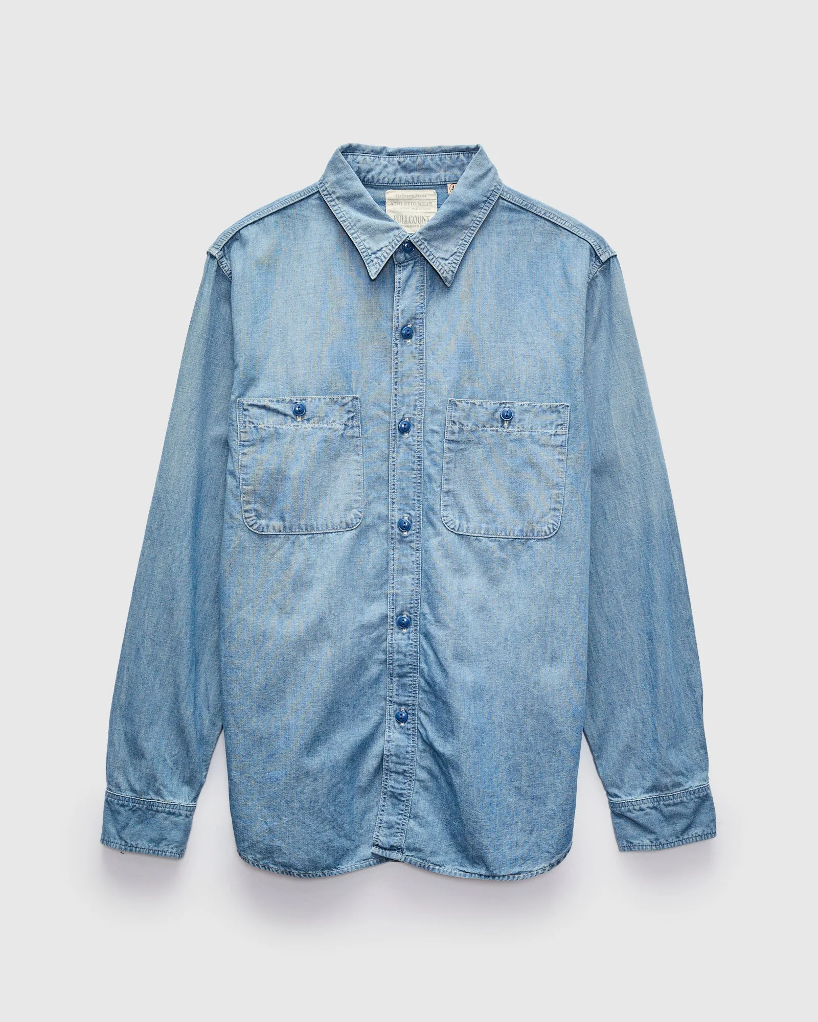 "Fade" Chambray Shirt in Washed Blue - 1