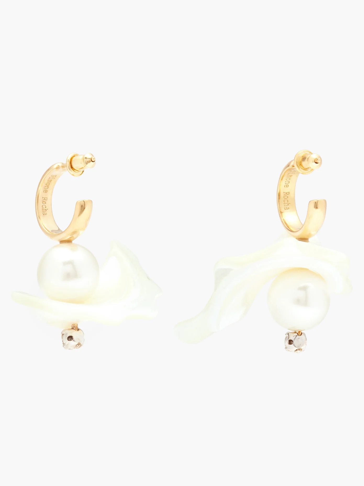 Mismatched studded mother-of-pearl drop earrings - 5