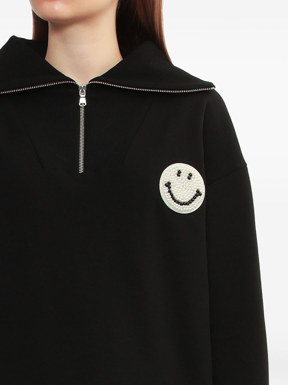 smiley-motif half-zip sweatshirt - 5