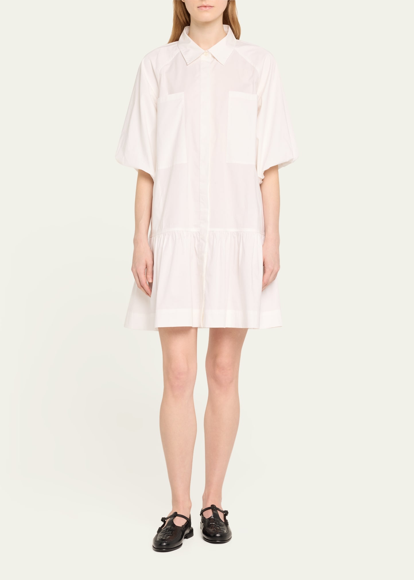 Crissy Puff-Sleeve Cotton Poplin Mini Shirtdress - 2