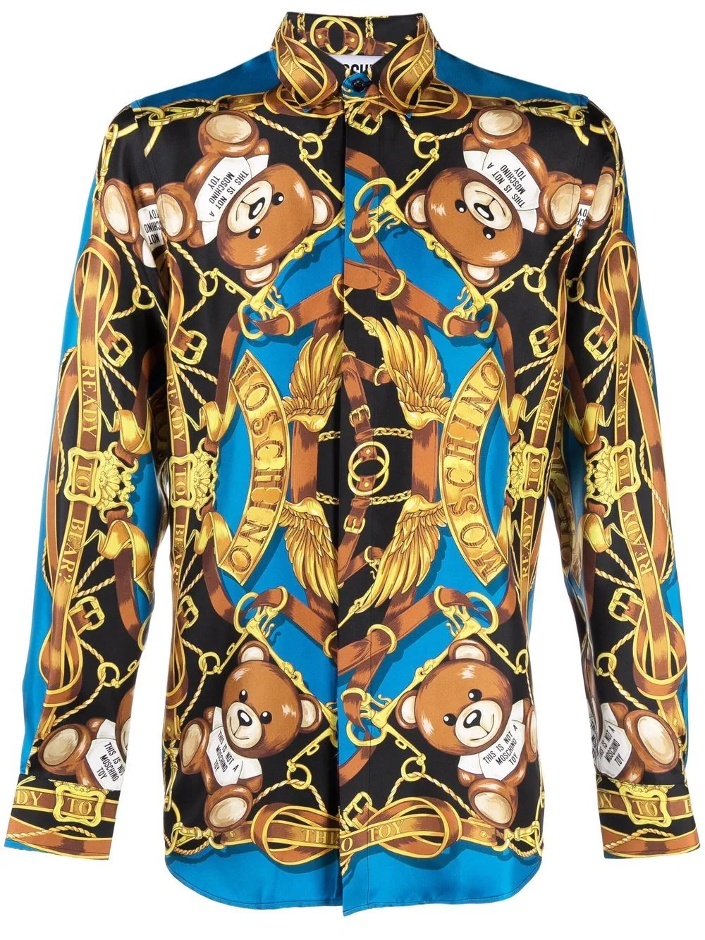 bear-motif silk shirt - 1