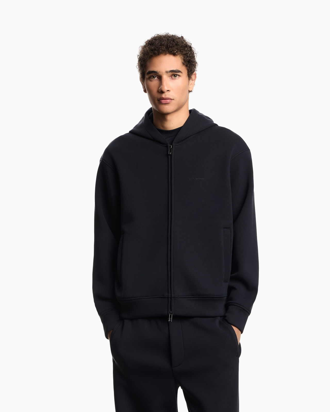 ASV LYOCELL-BLEND BONDED JERSEY ZIP-UP SWEATSHIRT WITH HOOD - 4