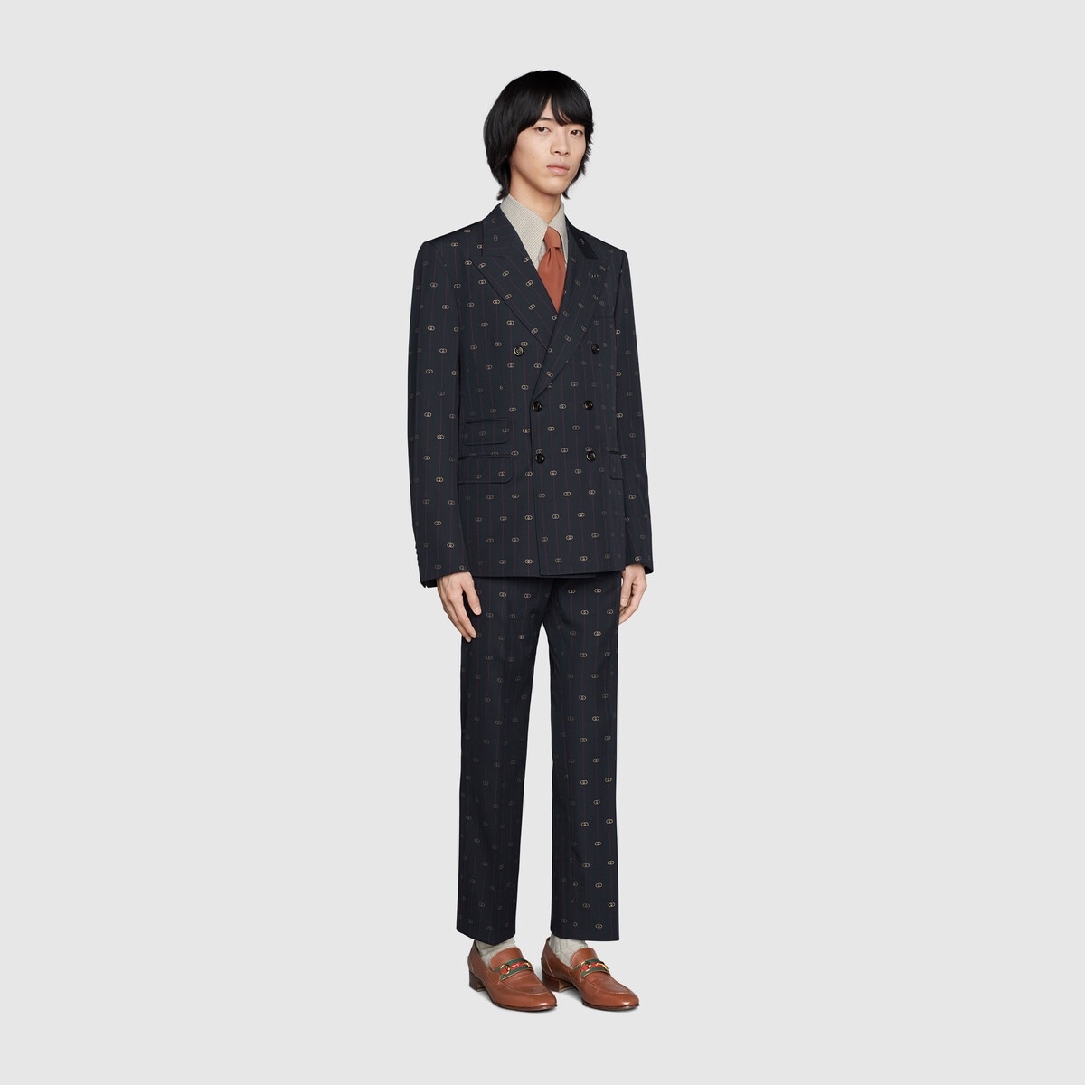 Interlocking G stripe wool suit - 2