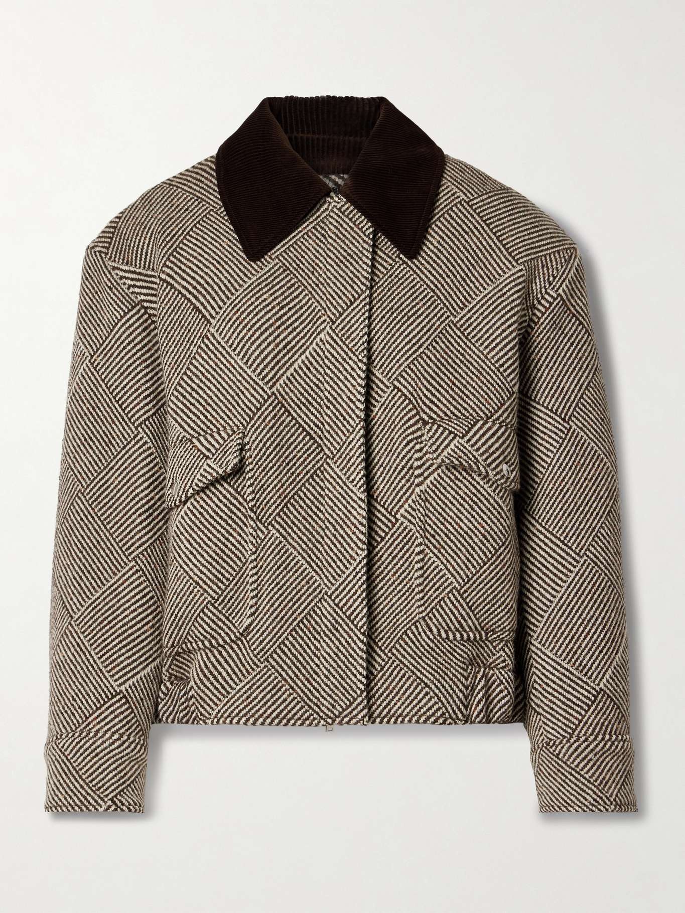 Stella McCartney Cotton-corduroy trimmed checked wool-blend