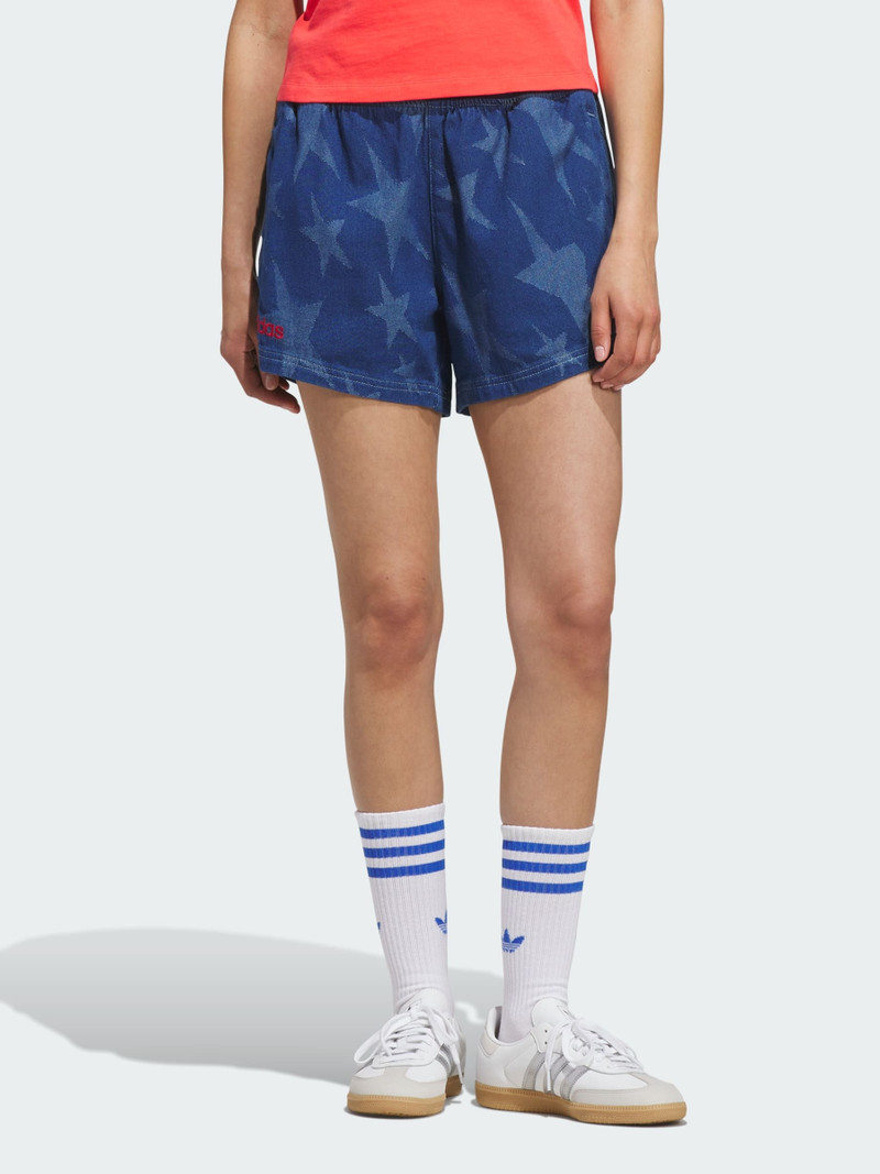 Denim Graphic Varsity Shorts 1