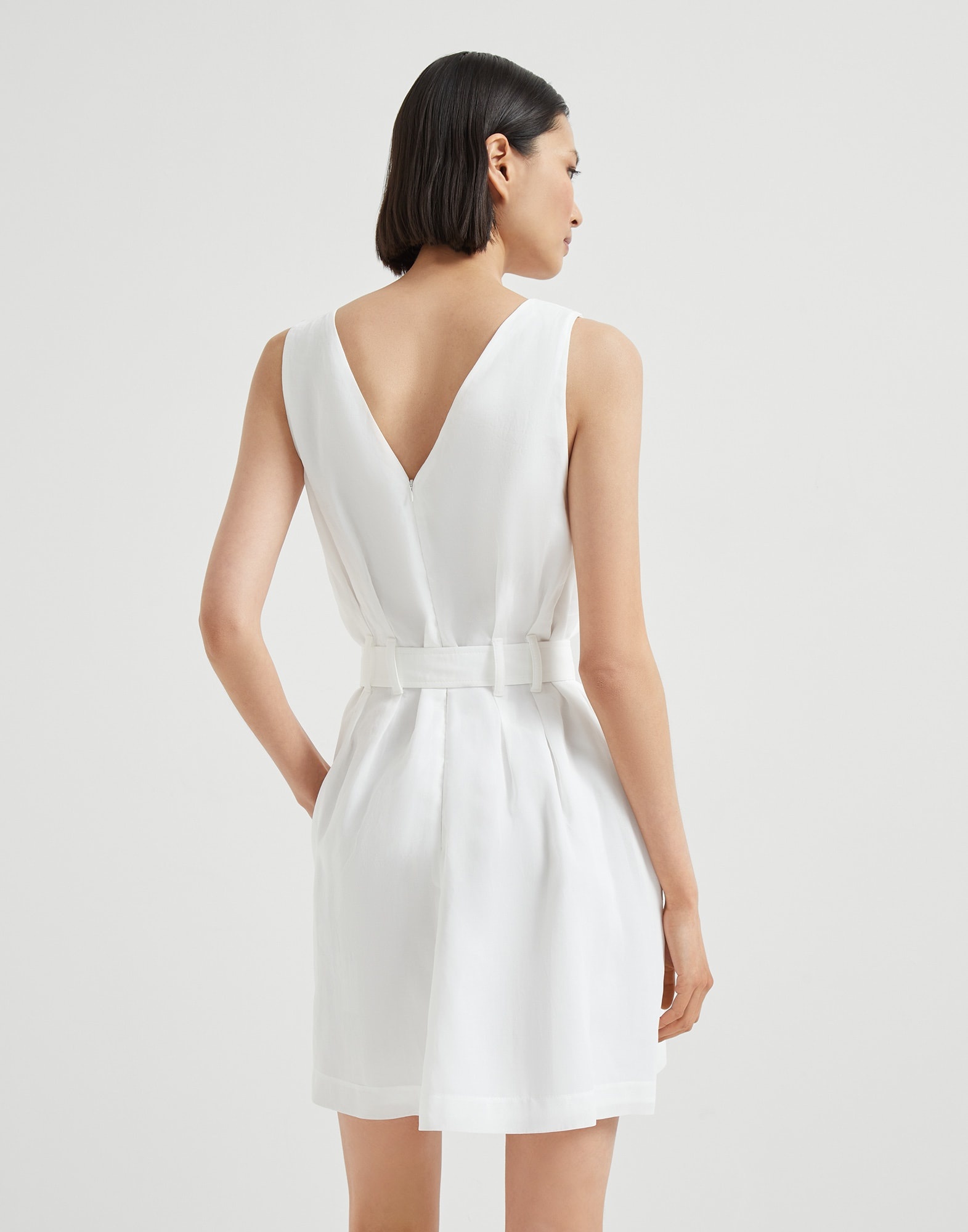 Cotton organza mini dress with belt - 2