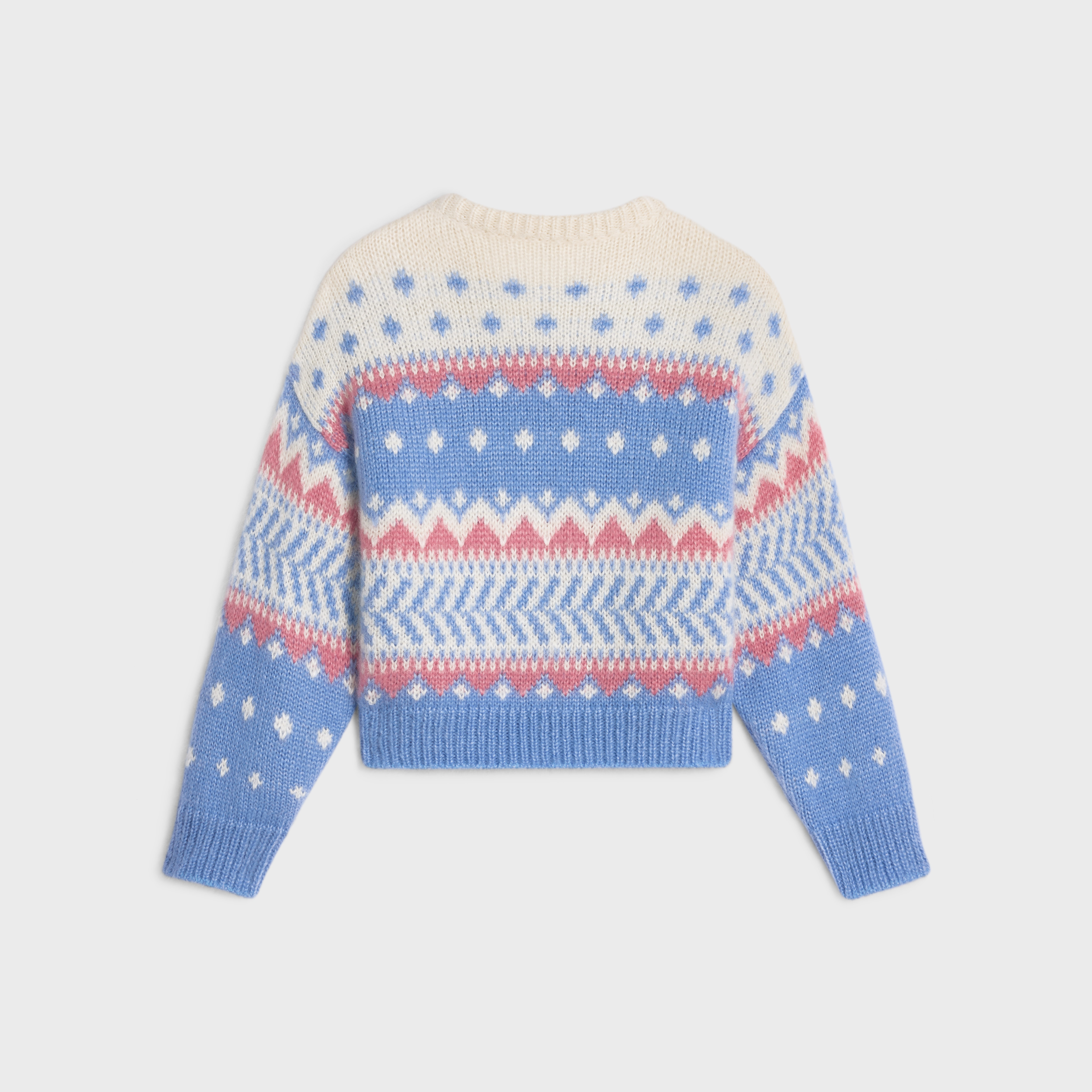 crew neck fair isle sweater in mohair and silk - 2
