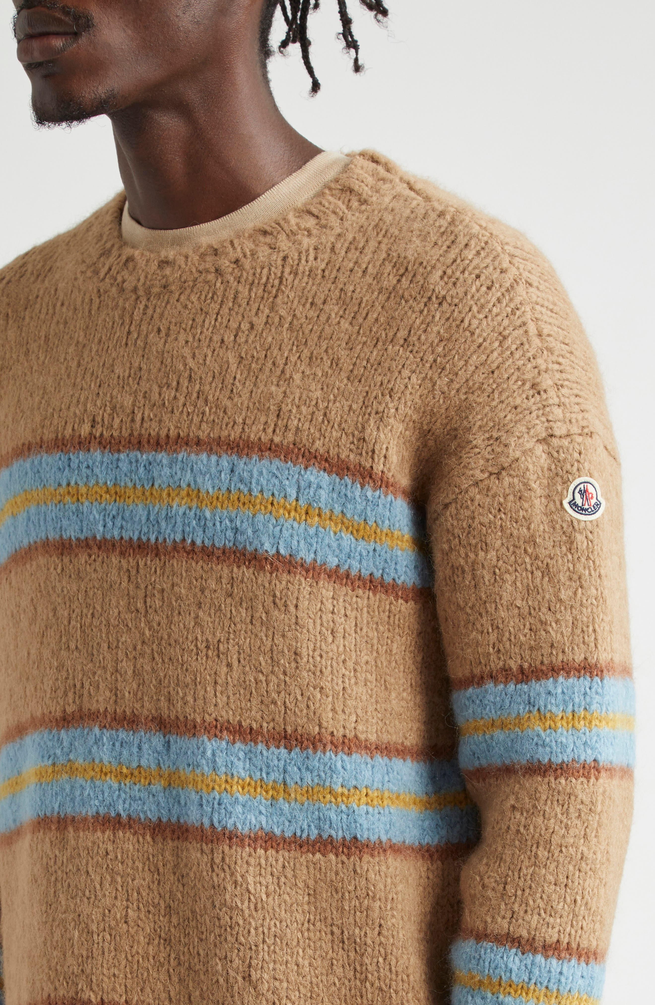 Moncler Stripe Alpaca & Wool Blend Sweater in Beige at Nordstrom - 4
