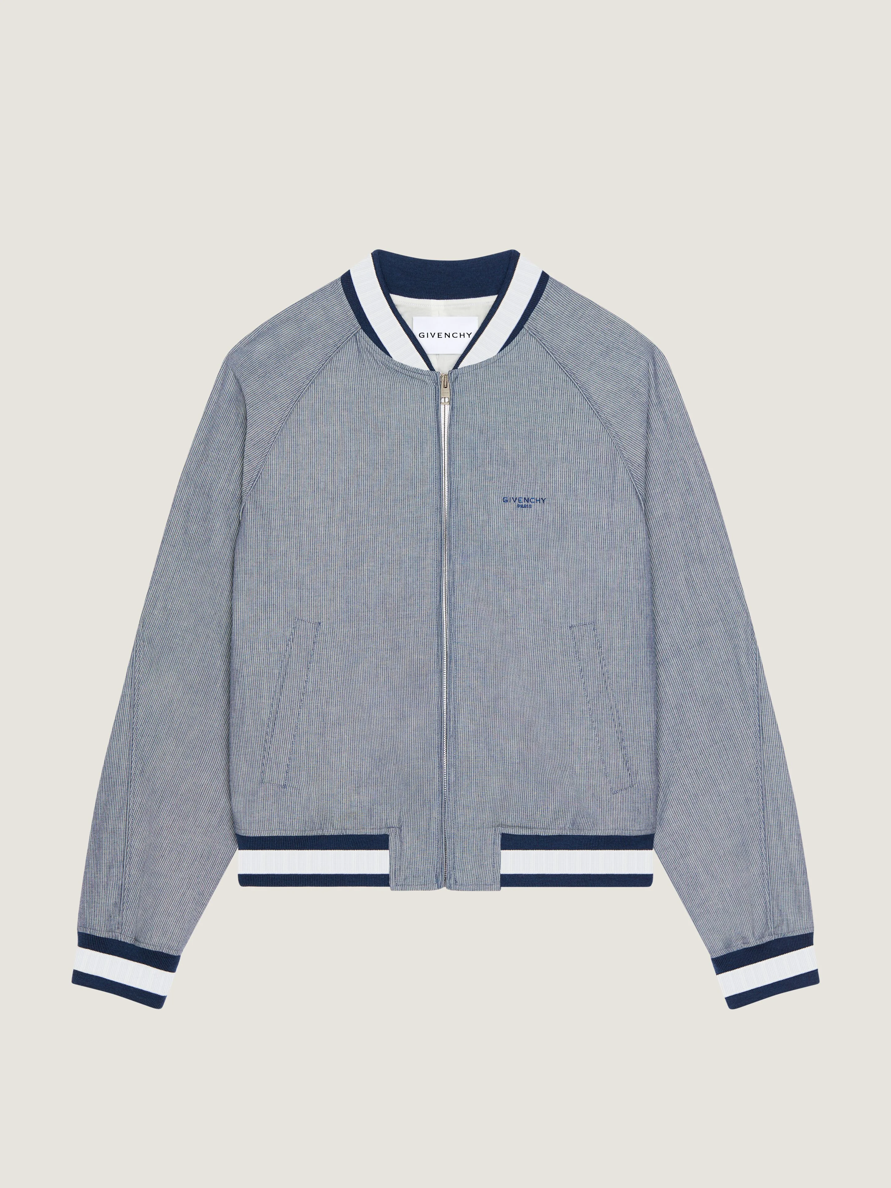 STRIPED BLOUSON IN COTTON WITH GIVENCHY EMBROIDERY - 1