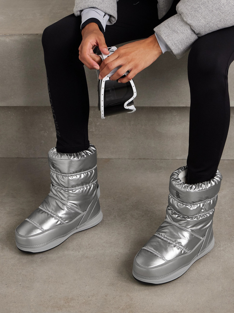 BOGNER La Plagne 19 Leather-trimmed Quilted Metallic Shell Snow Boots outlook