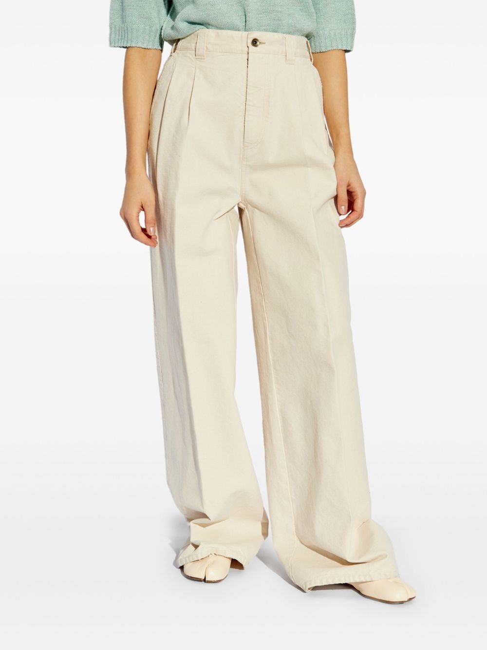 cotton wide-leg trousers - 3