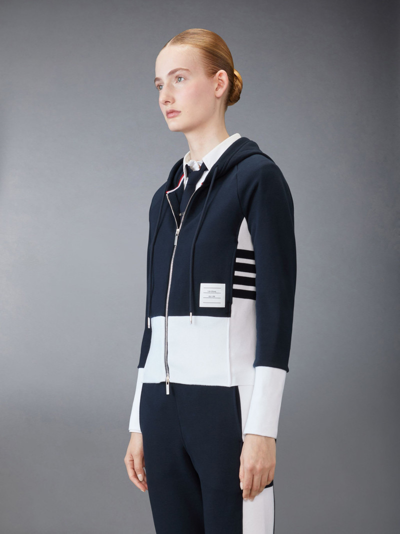 Thom Browne Classic Loopback 4-Bar Zip up Hoodie outlook
