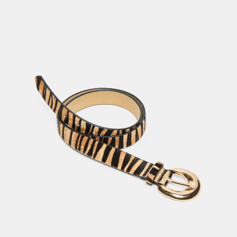 CHUNKY CURVED BUCKLE BELT TAN ZEBRA 3