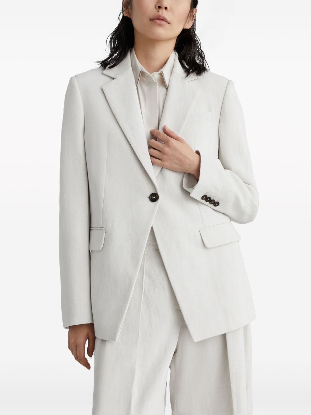 gabardine-weave single-breasted blazer - 3