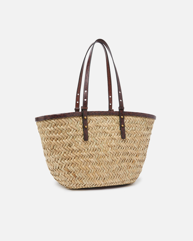 PINKO RAFFIA SHOPPER BAG WITH REPTILE-PRINT DETAILS outlook
