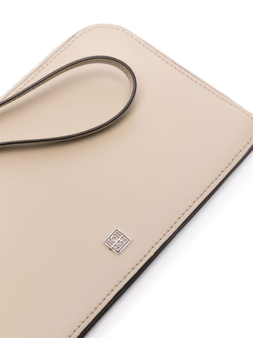 logo-plaque leather clutch bag - 4