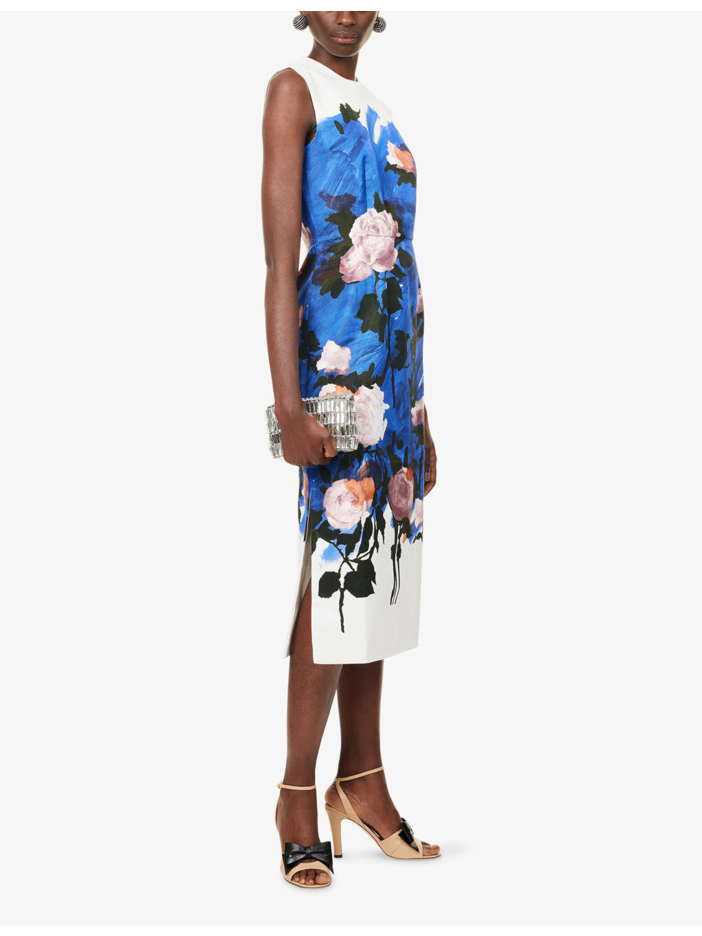 Floral Sleeveless Cotton-Blend Midi Dress - 2