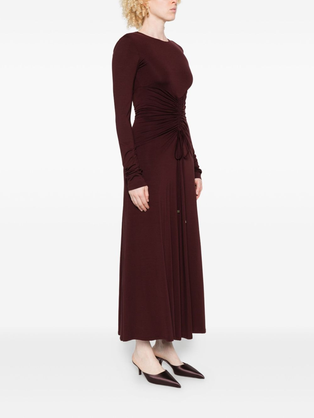 long-sleeve drawstring dress - 3