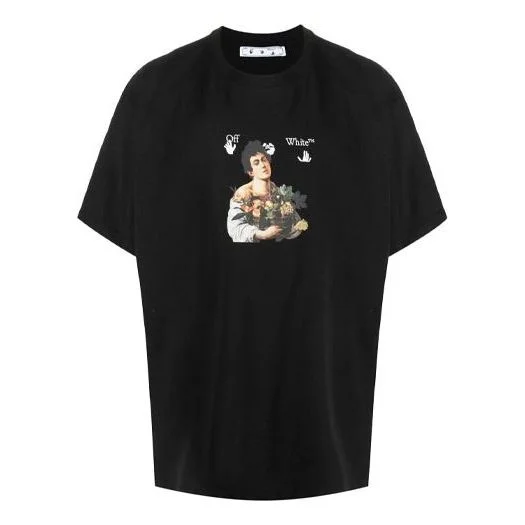 Off-White SS21 Cartoon Printing Short Sleeve Loose Fit Black OMAA038S21JER0061001 - 1