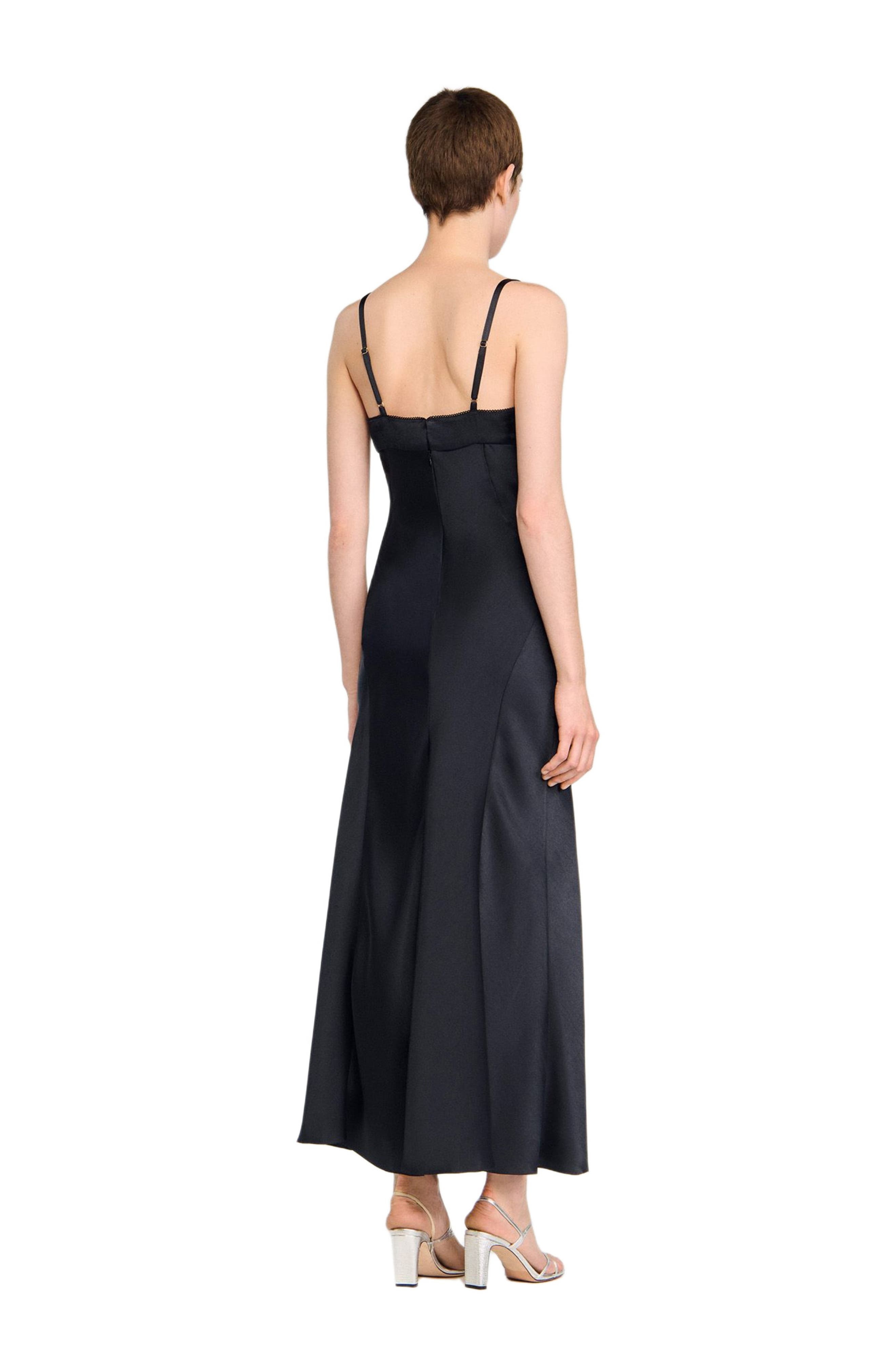 SANDRO Satin-effect maxi dress in Navy Blue at Nordstrom - 3
