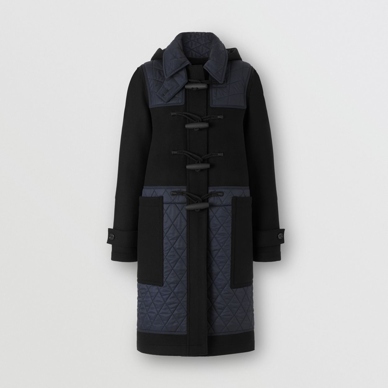 Diamond Quilted Panel Technical Wool Duffle Coat - 2