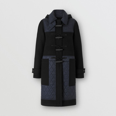 Burberry Diamond Quilted Panel Technical Wool Duffle Coat outlook