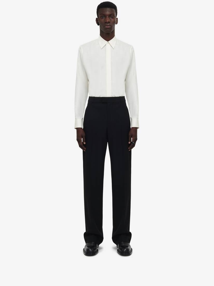 Men's Double Dart Back Pocket Baggy Trousers in Black - 2
