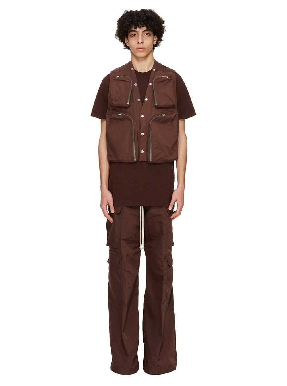 Rick Owens Men Grey Vest With V-Neck And Cargo Pockets In Cotton Man - 4